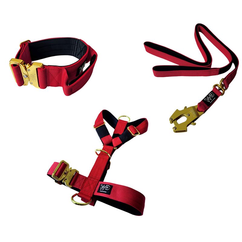 GENERICO - Collar Táctico + Arnes y Correa Para Perro - ROJO TALLA M