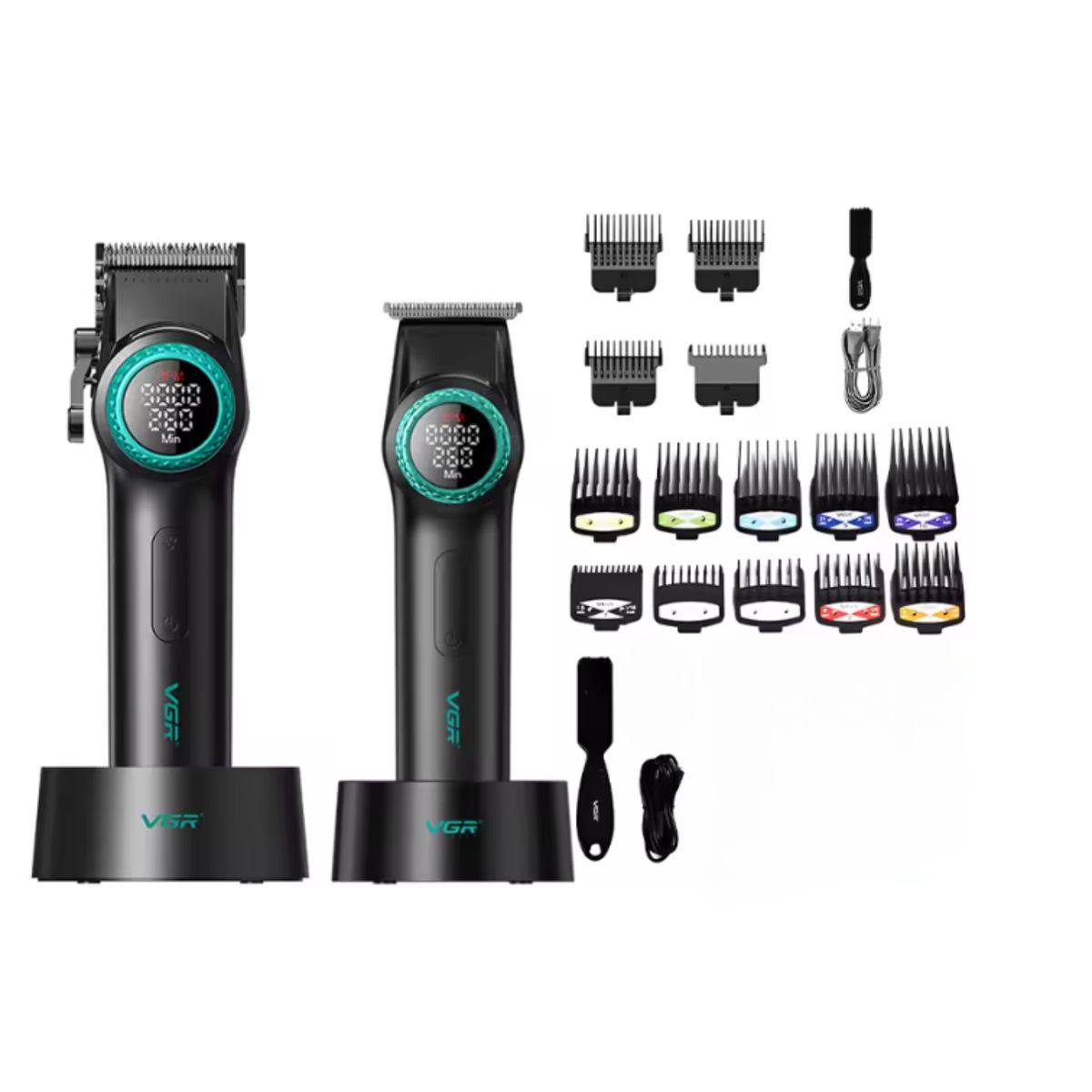 VGR VOYAGER - Barber Combo Negro VGR Pro Cortapelo V-001 + Patillera V-977