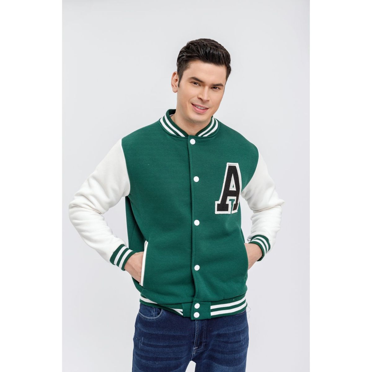 LIKE SHOP - Chaqueta Universitaria Hombre Gruesa Forro Piel Bolsillos 7579