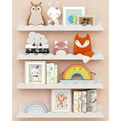 GENERICO - Repisas Flotantes Para Libros Ideal Para Niños Color Blanco Set de 4