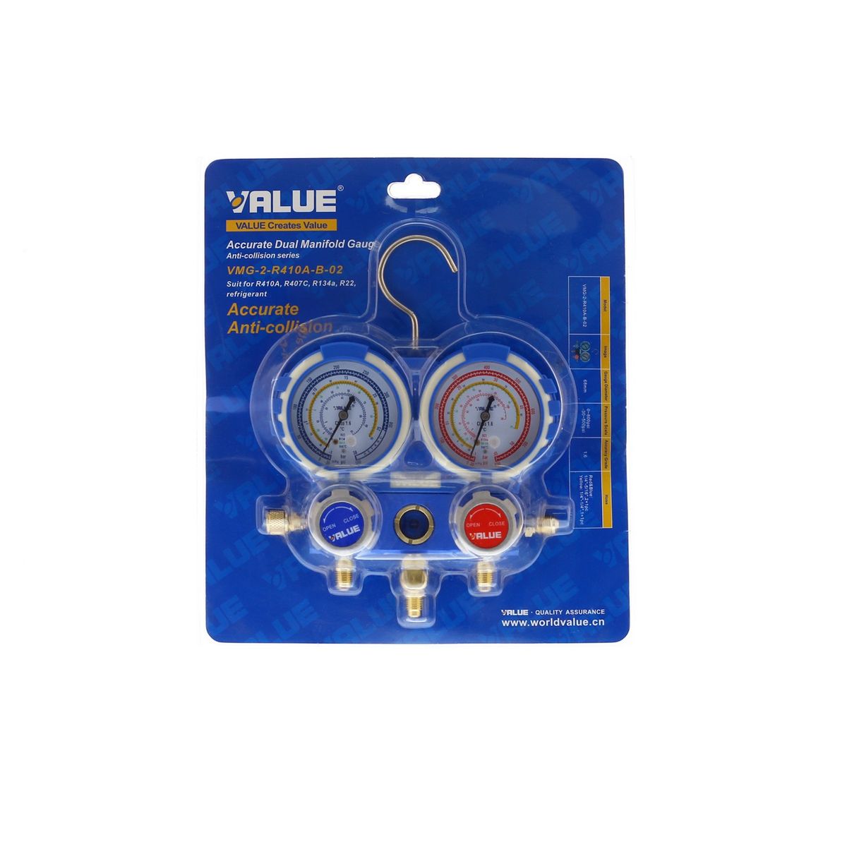 AMERICAN AIR - Manómetro VALUE VMG-2-R410A-B-02 – 68 para R410A (Display).