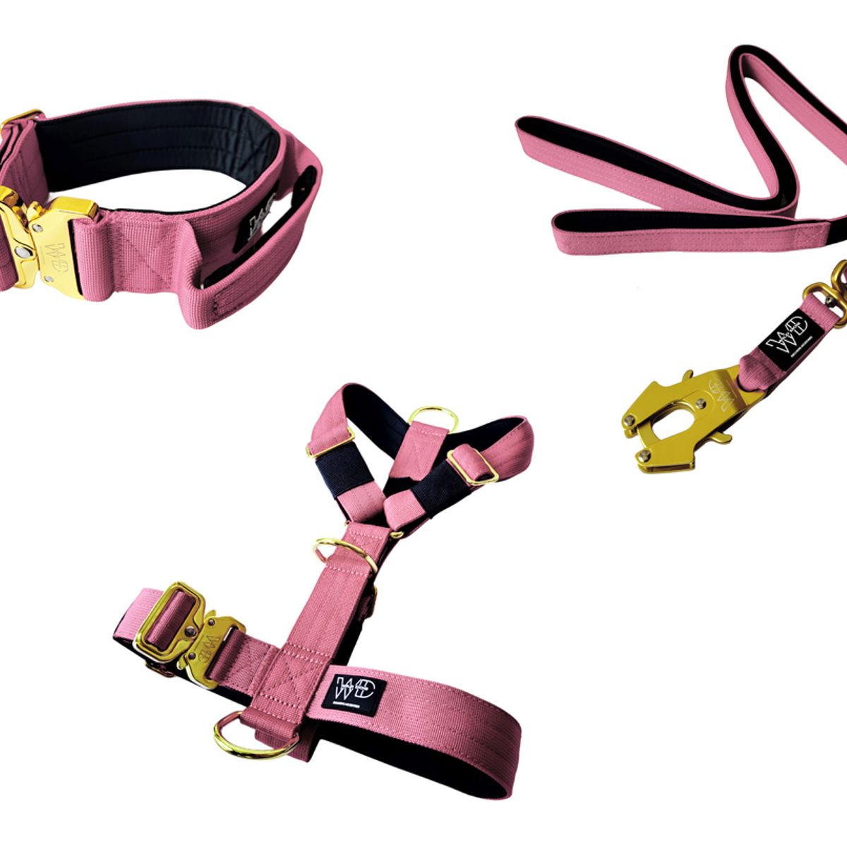 GENERICO - Collar Táctico + Arnes y Correa Para Perro - ROSADO TALLA M