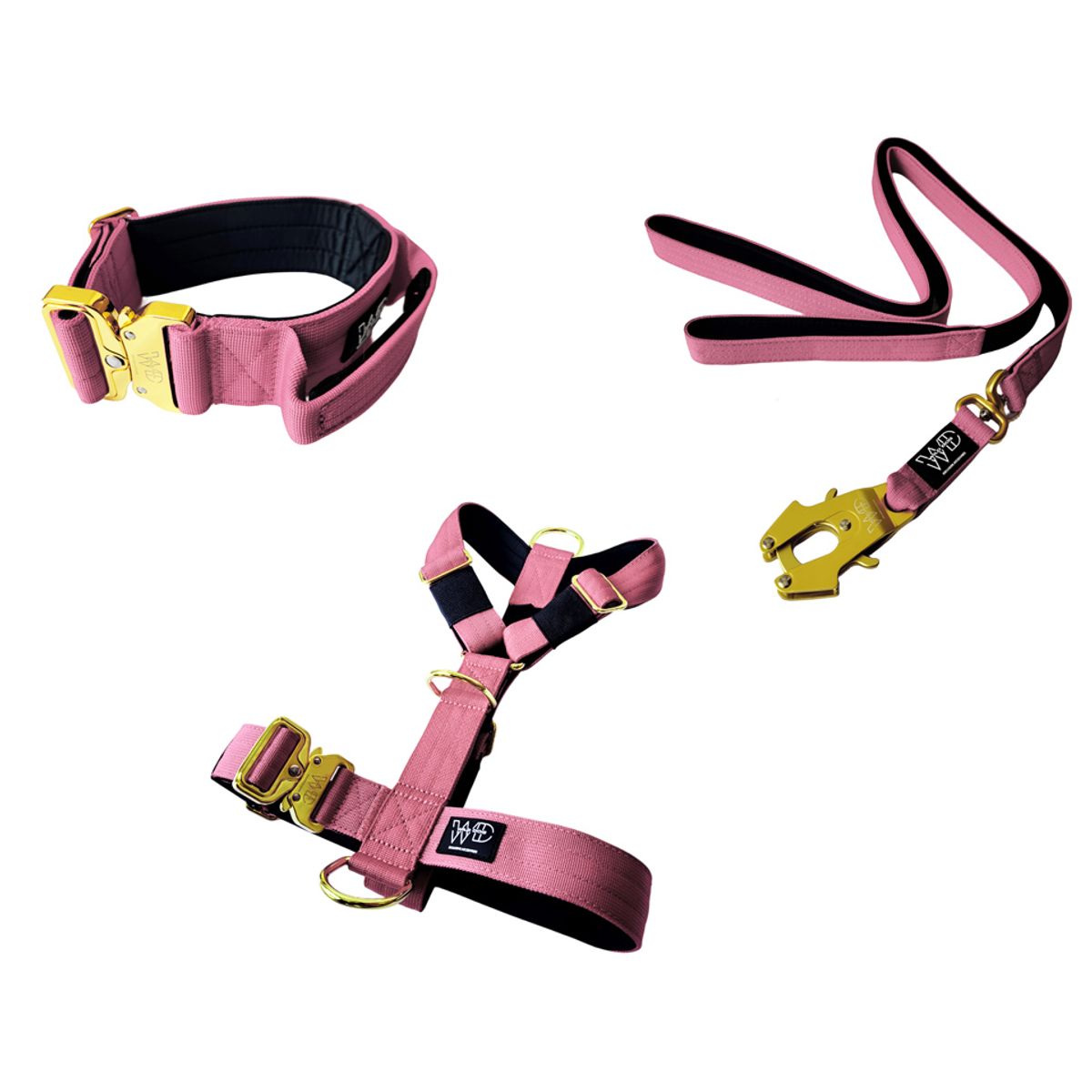GENERICO - Collar Táctico + Arnes y Correa Para Perro - ROSADO TALLA M