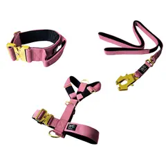 GENERICO - Collar Táctico + Arnes y Correa Para Perro - ROSADO TALLA M