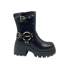 HERIEL - Bota Negra Plataforma Mujer