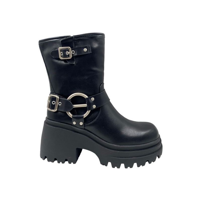 HERIEL - Bota Negra Plataforma Mujer