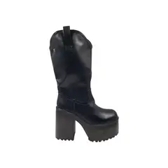 HERIEL - Bota Negra Plataforma Mujer