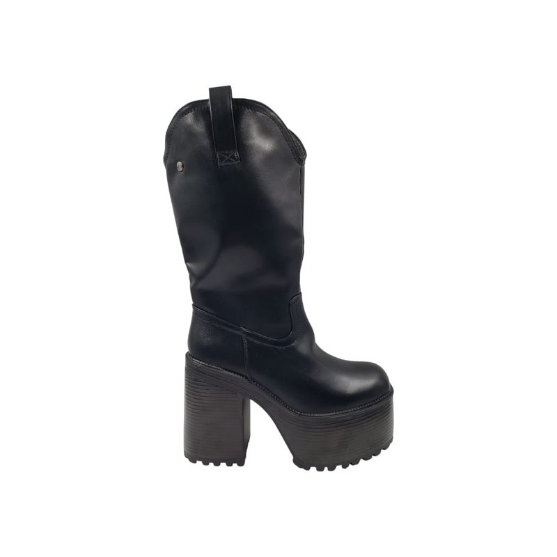HERIEL - Bota Negra Plataforma Mujer