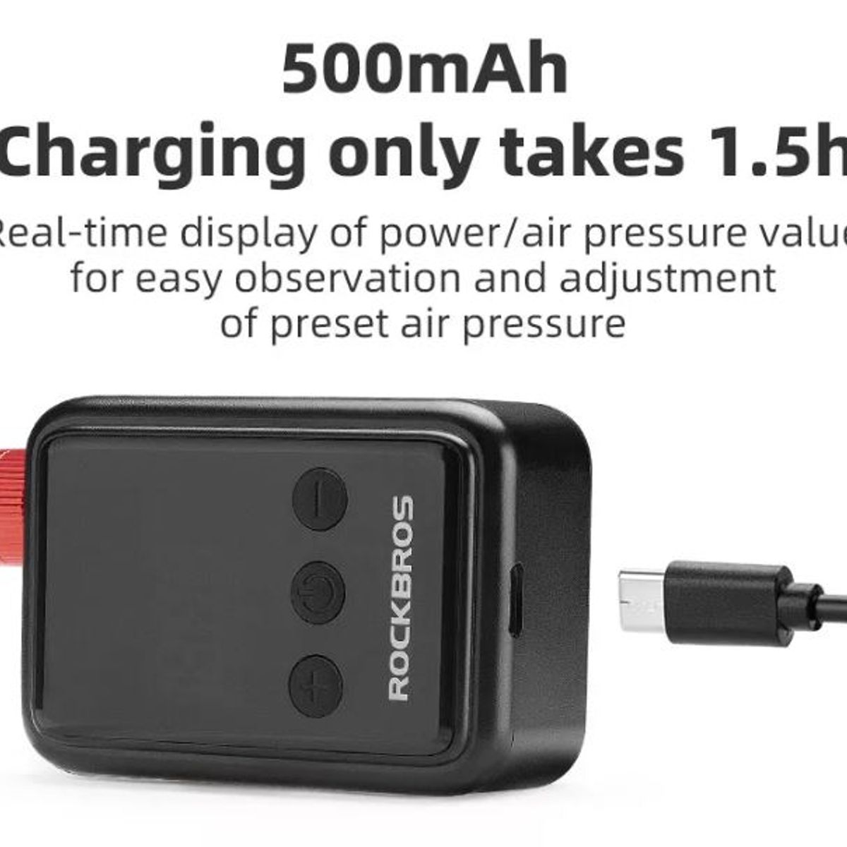 ROCKBROS - Bombín Bicicleta Mini Compresor Eléctrico Rockbros 150 Psi.