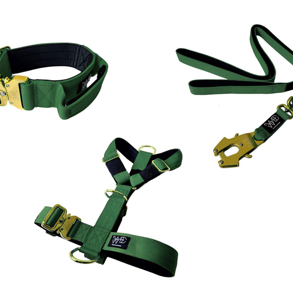 GENERICO - Collar Táctico + Arnes y Correa Para Perro - VERDE TALLA L