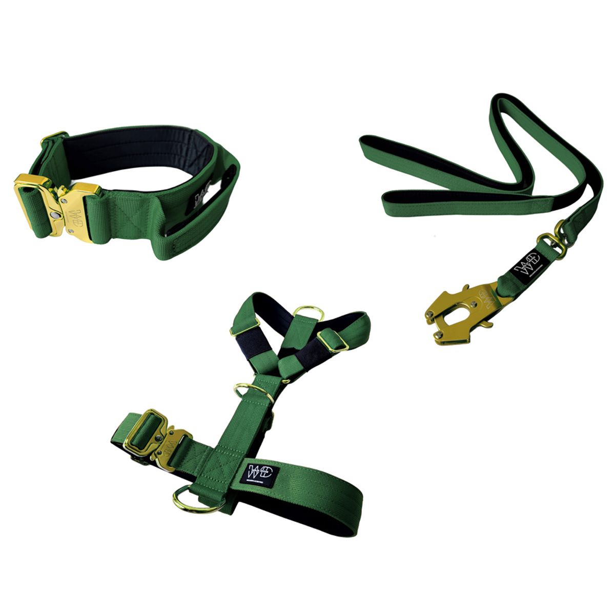 GENERICO - Collar Táctico + Arnes y Correa Para Perro - VERDE TALLA L