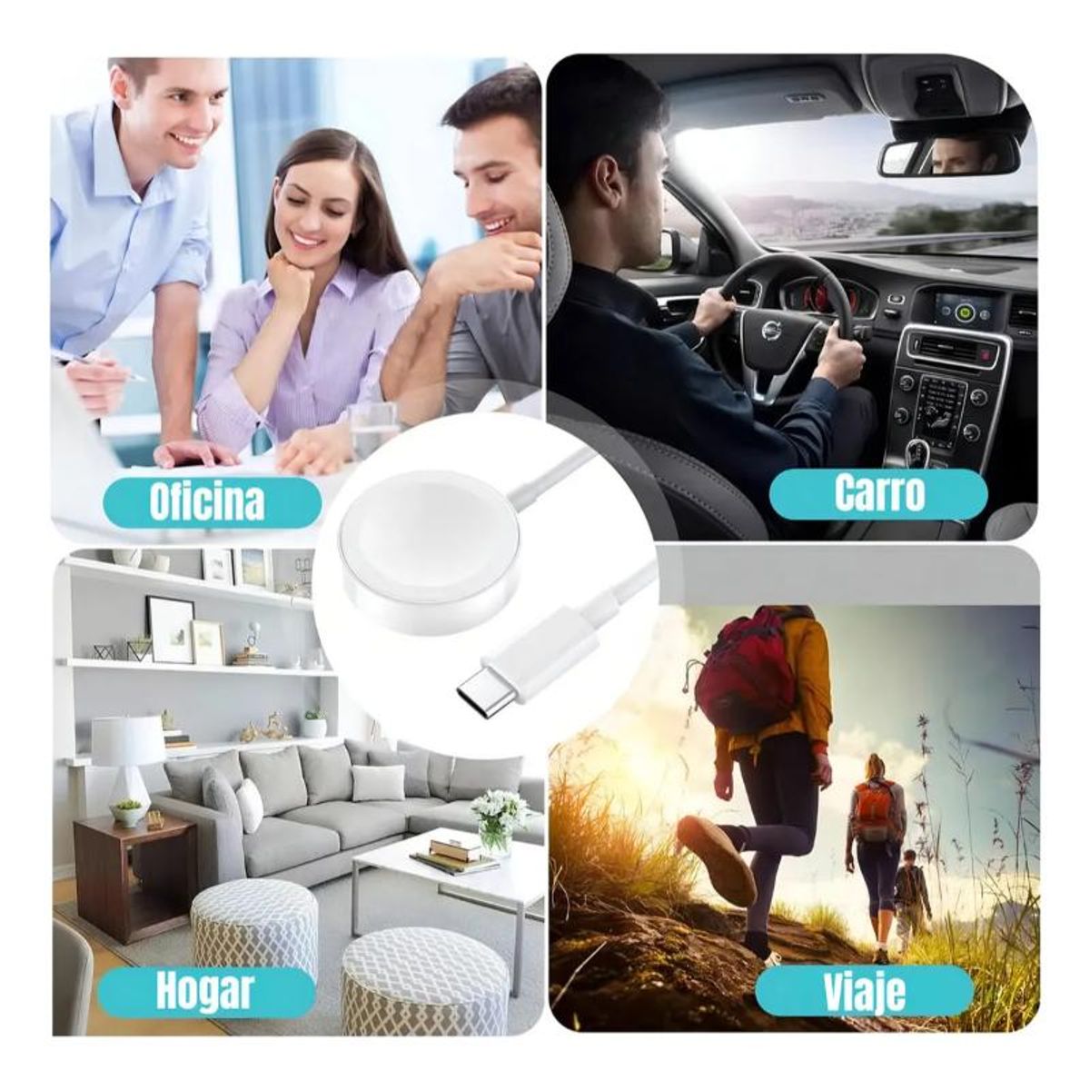 GENERICO - Cable De Carga Inalámbrico Usb-c Para Apple Watch Series 1 A 7, Color Blanco