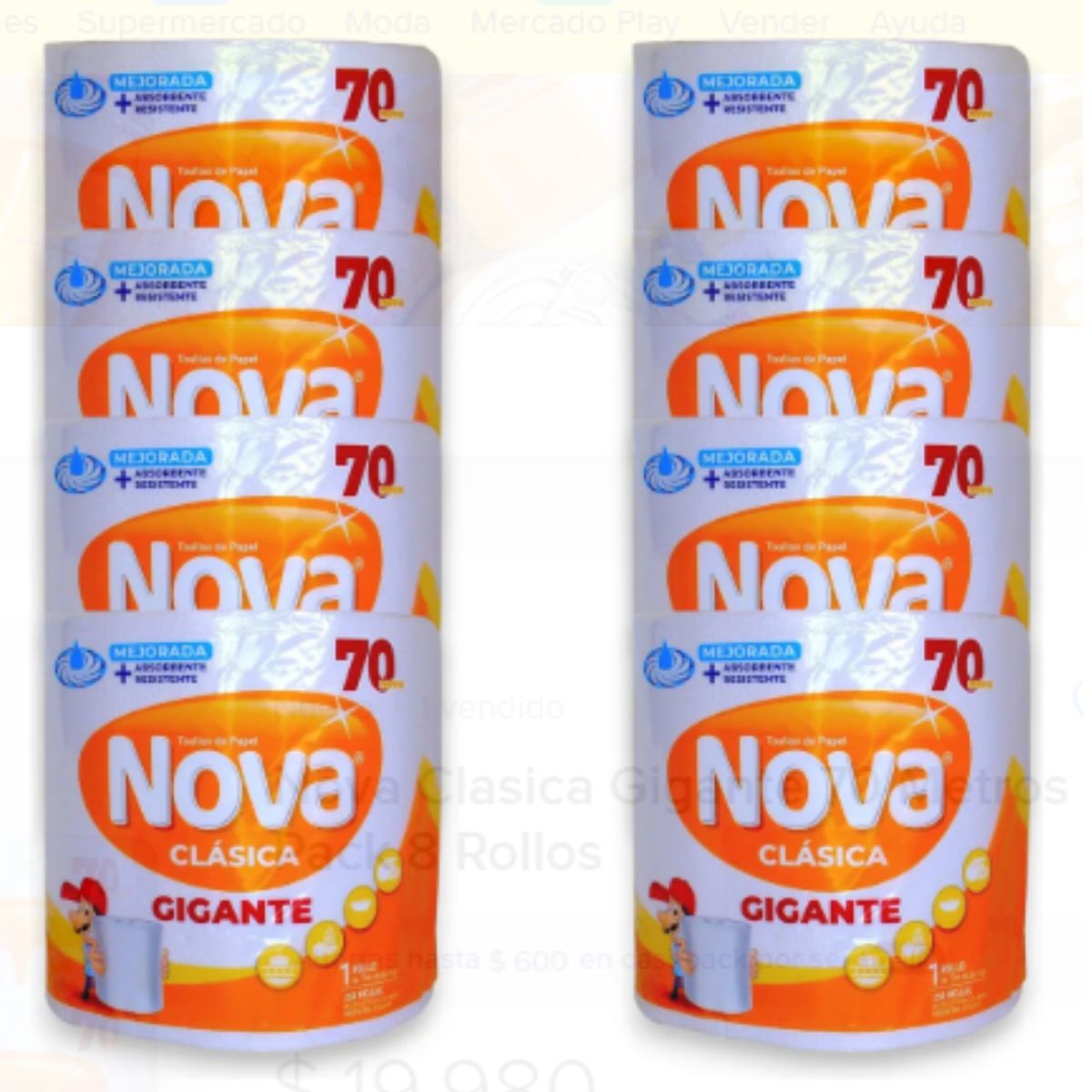 NOVA - Nova Clasica Gigante 70 Metros Pack 8 Rollos