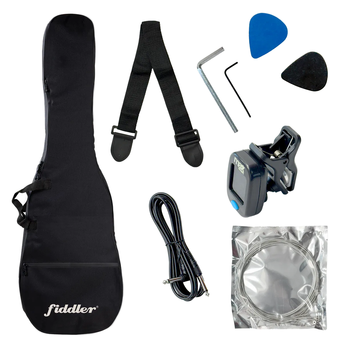 FIDDLER - Bajo Eléctrico Harris Negro + Amplificador 20w