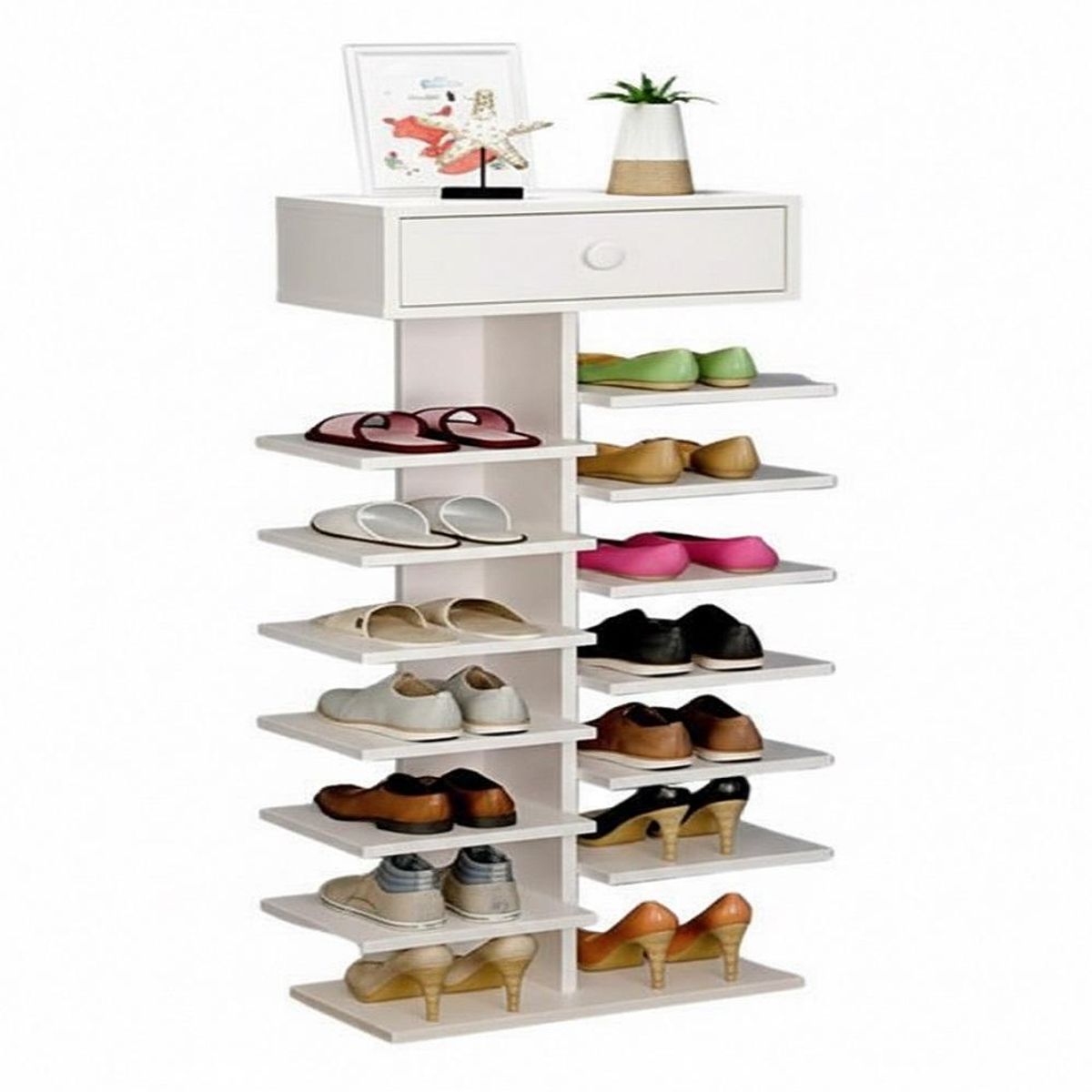 GENERICO - Zapatero de Madera Multifuncional Estante y Organizador Hogar - Blanco