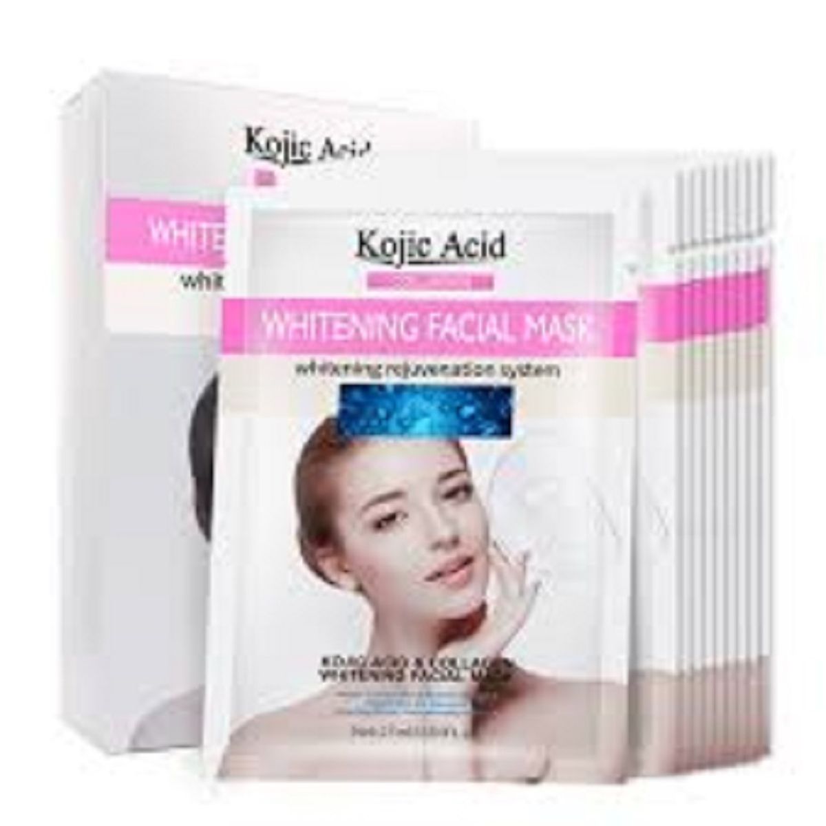 GENERICO - X 10 Mascarilla Facial Whitening Kojic Acid Y Colágeno