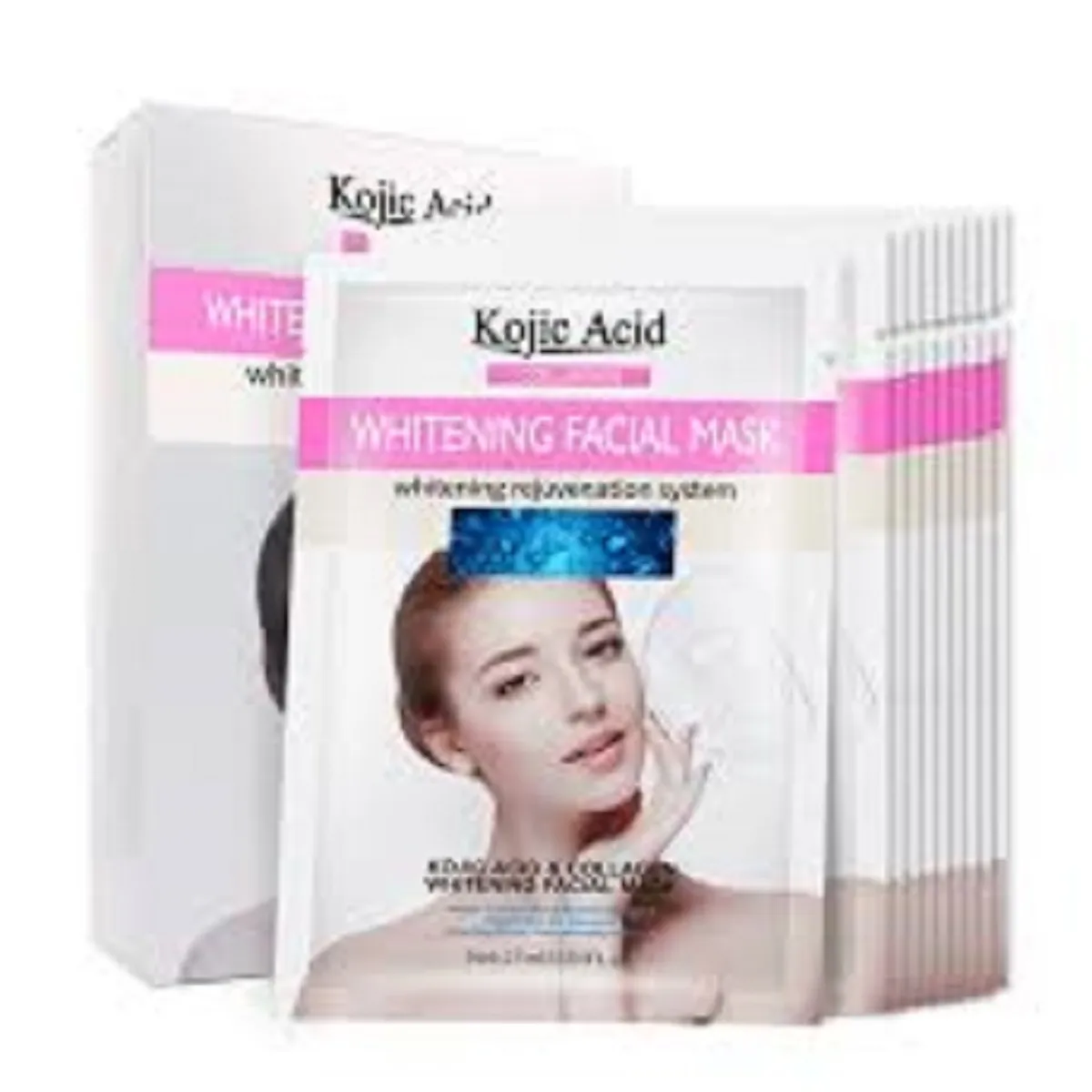 GENERICO - X 10 Mascarilla Facial Whitening Kojic Acid Y Colágeno