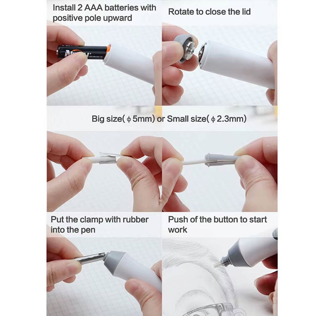 GENERICO - Goma de Borrar Eléctrica Renart con Adaptador y Repuestos