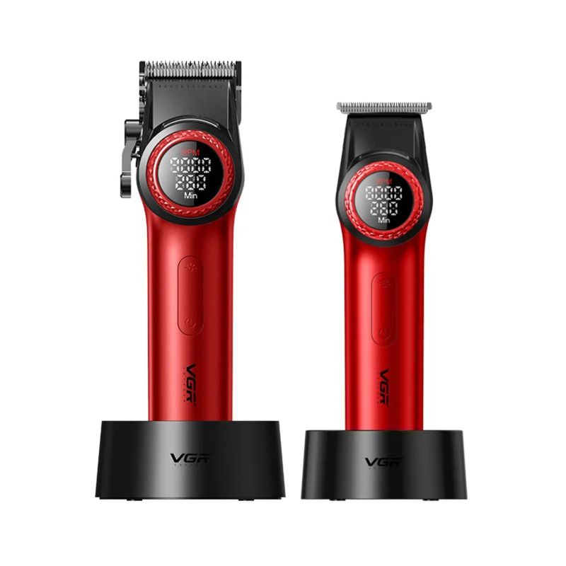 VGR VOYAGER - Barber Combo Rojo VGR Pro Cortapelo V-001 + Patillera V-977