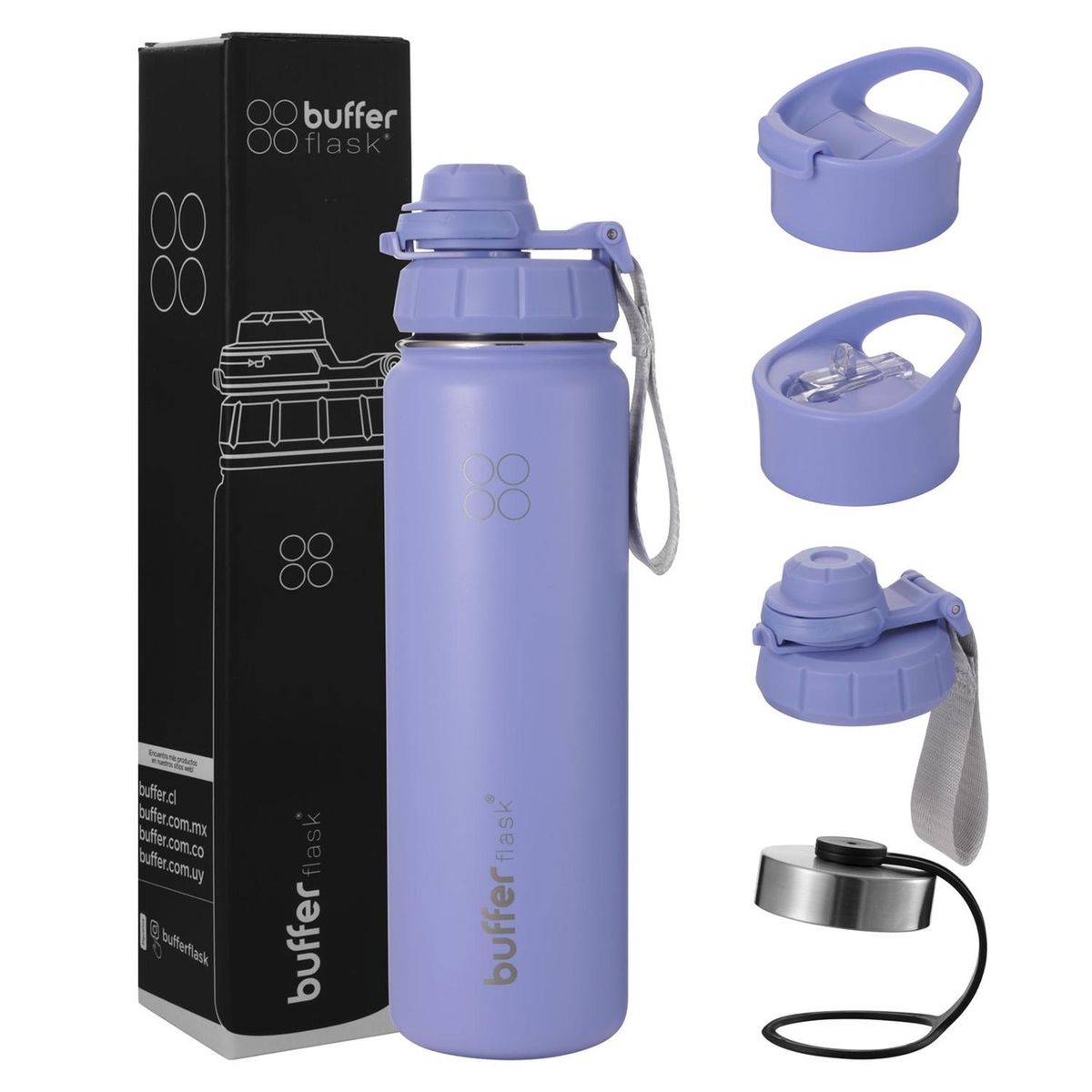 BUFFER FLASK - Termo Botella Agua Termica Acero Inox + Tapas - Lavanda