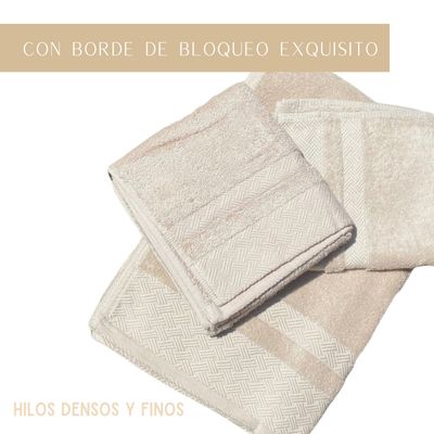 Imagen 2 del producto Toalla de Baño Algodon Pack Beige Cuerpo Manos y Cara