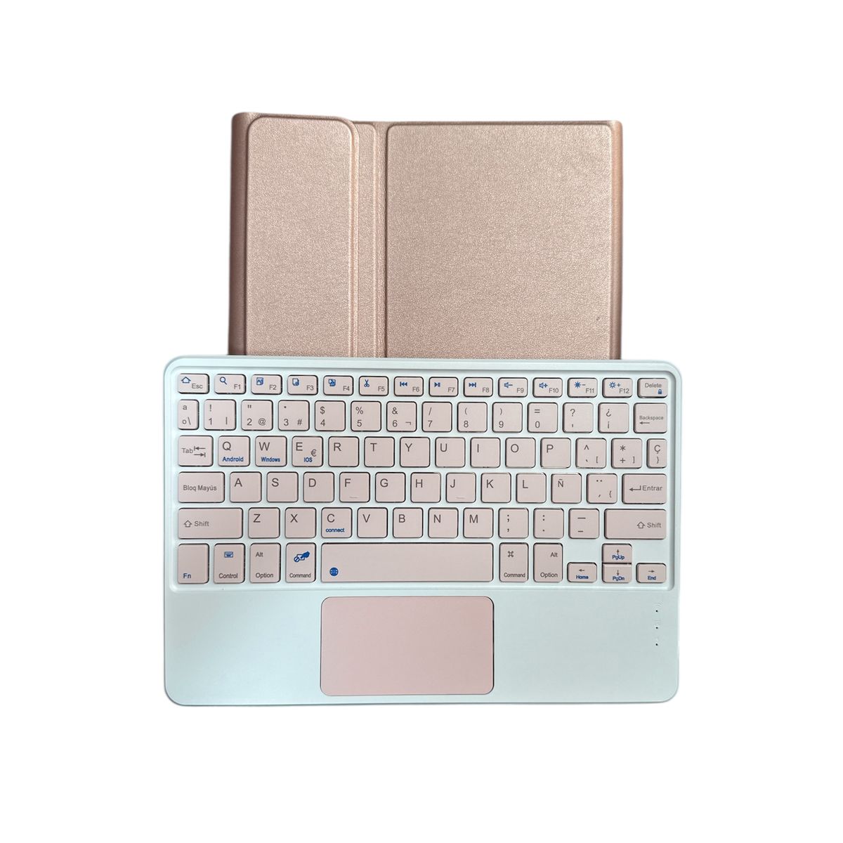 JOIGO - Funda Con Teclado Español Touchpad Para Tablet Samsung Tab S10 fe Rose Gold
