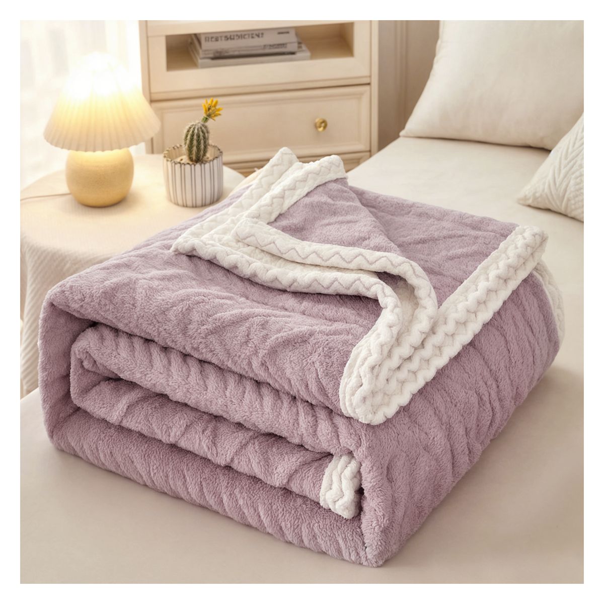 OKAERI - MANTA FRAZADA TERMICA CON CHIPORRO 2 PLAZAS OKAERI - Rosa claro - 2 PLAZAS