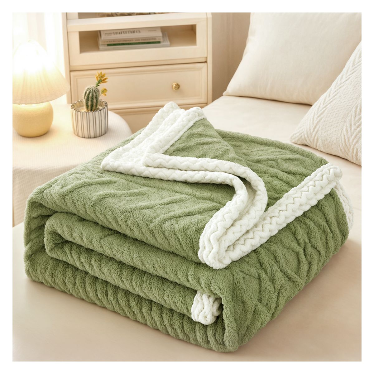 OKAERI - MANTA FRAZADA TERMICA CON CHIPORRO 2 PLAZAS OKAERI - Verde - 2 PLAZAS