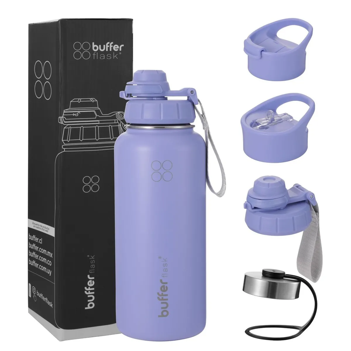 BUFFER FLASK - Termo Botella Agua Termica Acero Inox + Tapas - Lavanda