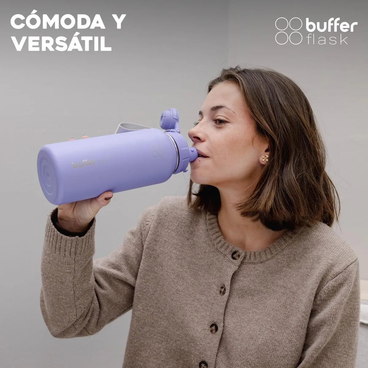 BUFFER FLASK - Termo Botella Agua Termica Acero Inox + Tapas - Lavanda