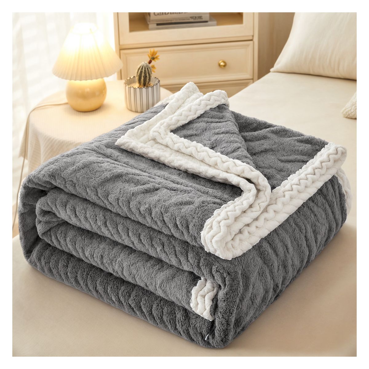 OKAERI - MANTA FRAZADA TERMICA CON CHIPORRO 2 PLAZAS OKAERI - Gris - 2 PLAZAS