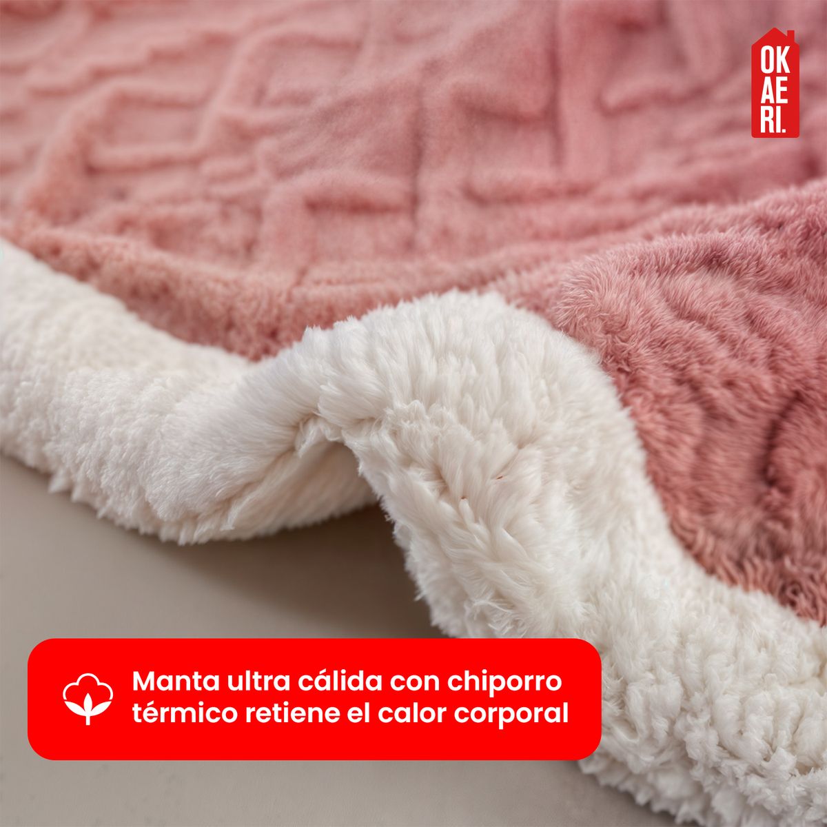 OKAERI - MANTA FRAZADA TERMICA CON CHIPORRO 2 PLAZAS OKAERI - Gris oscuro - 2 PLAZAS