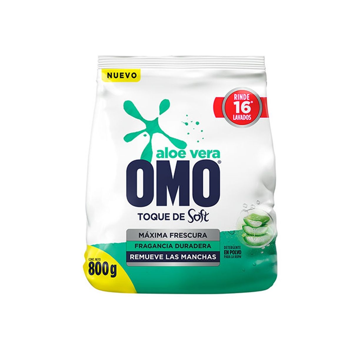 OMO - X6 Detergente Omo Polvo Aloe Vera Toque De Soft 800g