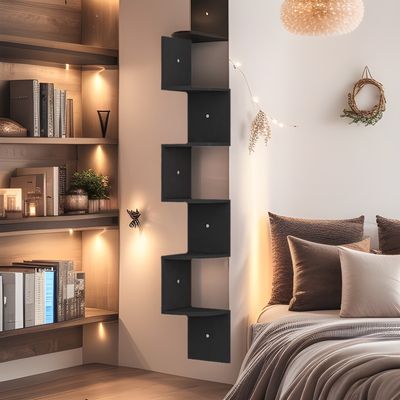 Imagen 2 del producto Repisa Esquinera Zigzag de 5 Niveles – Ahorro de Espacio con Estilo Rústico