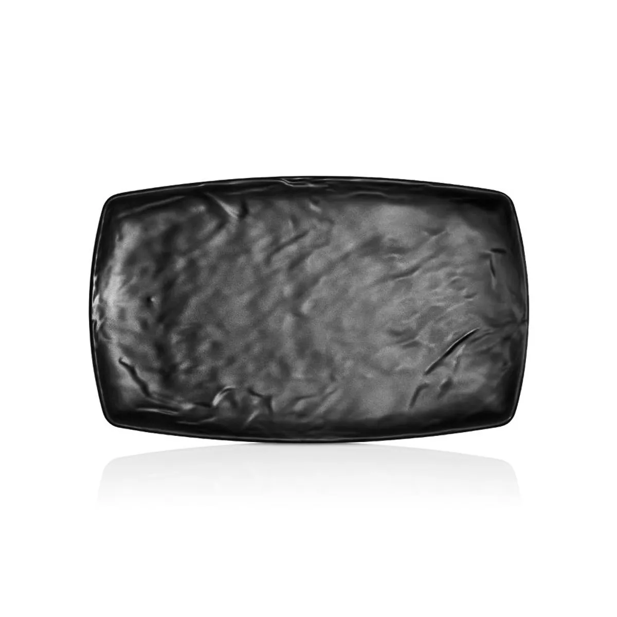 GENERICO - PLATO MELAMINA RECTANGULAR NEGRA 20 X 33 CM LINEA CARRE - Negro