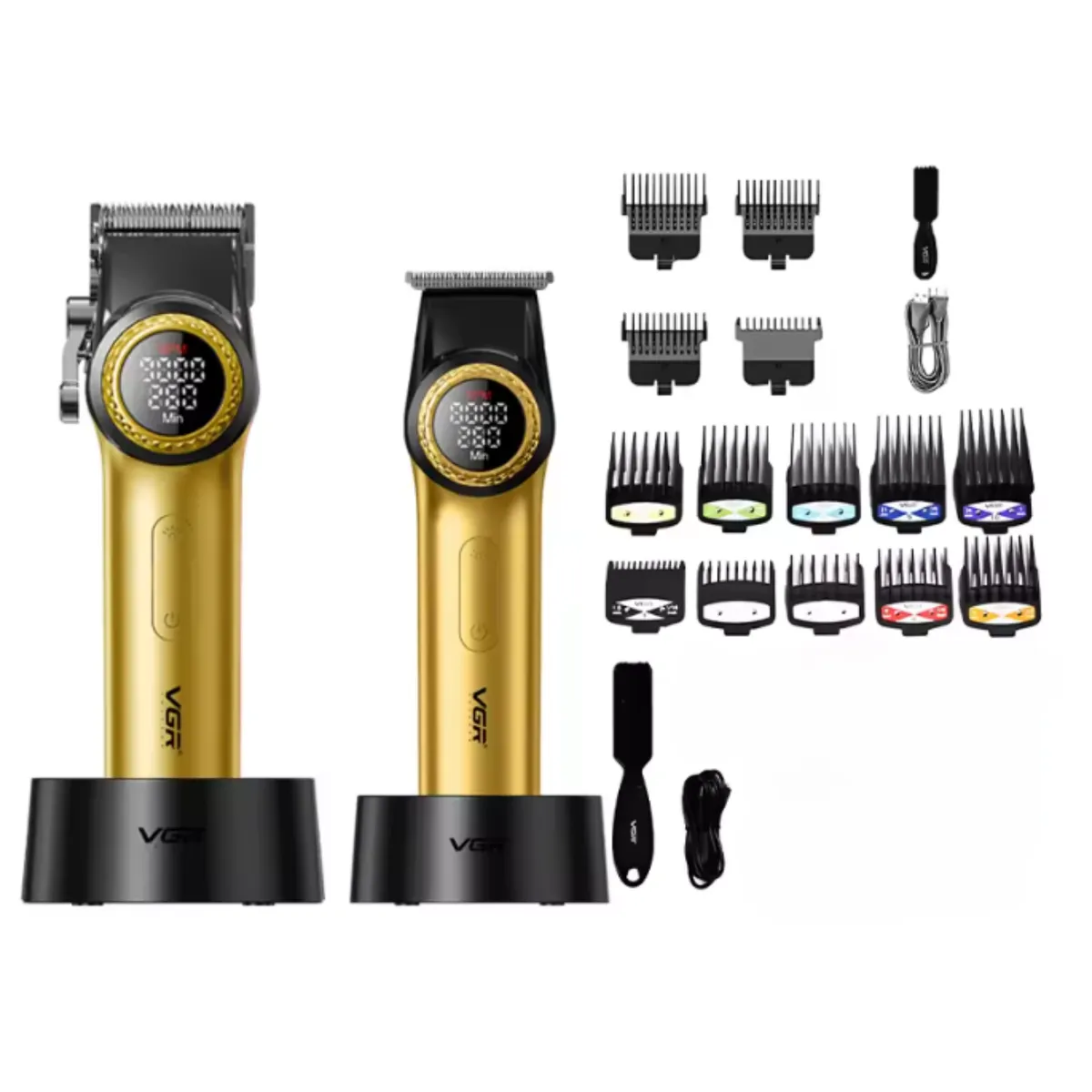 VGR VOYAGER - Barber Combo Dorado VGR Pro Cortapelo V-001 + Patillera V-977