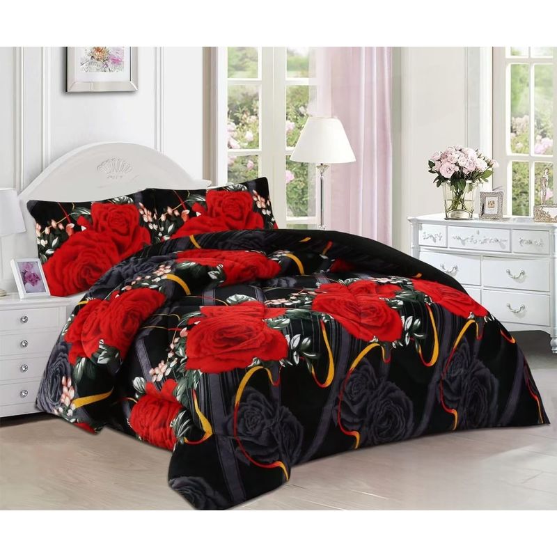 GENERICO - Cubrecama de Invierno Plush con Chiporro 2 plazas Negro TFYH51