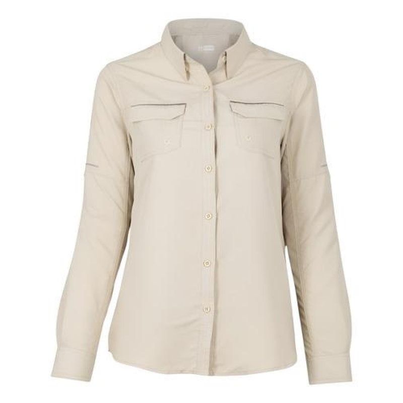 T-WORLD - Blusa Outdoor Trekking Protección Uv Ripstop Ml Mujer - Beige