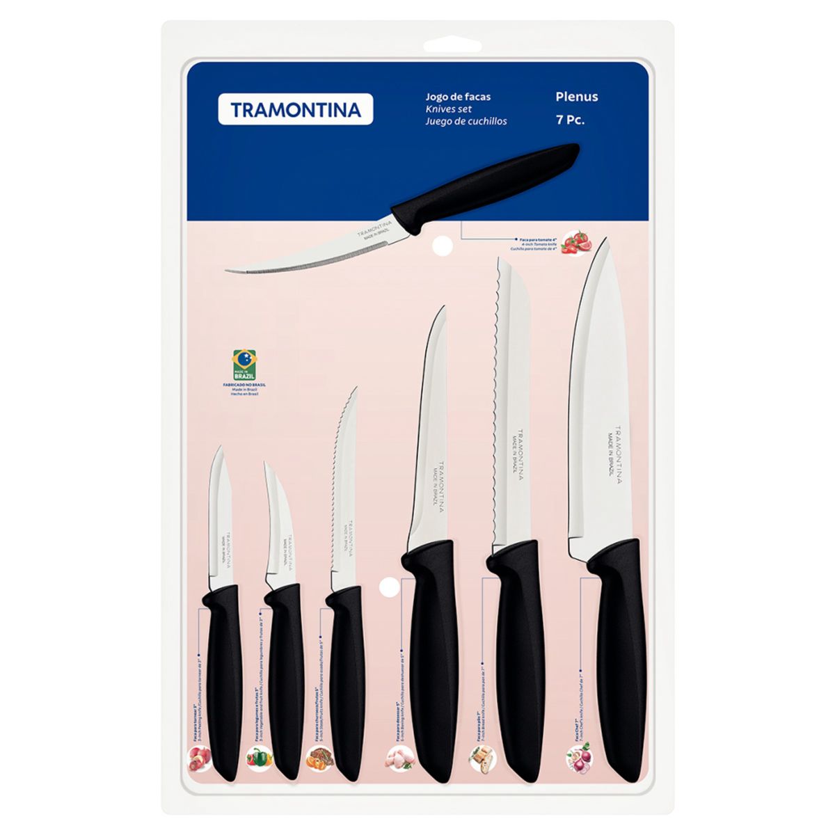 TRAMONTINA - Tramontina Juego De Cuchillos 7 Piezas Plenus Negro