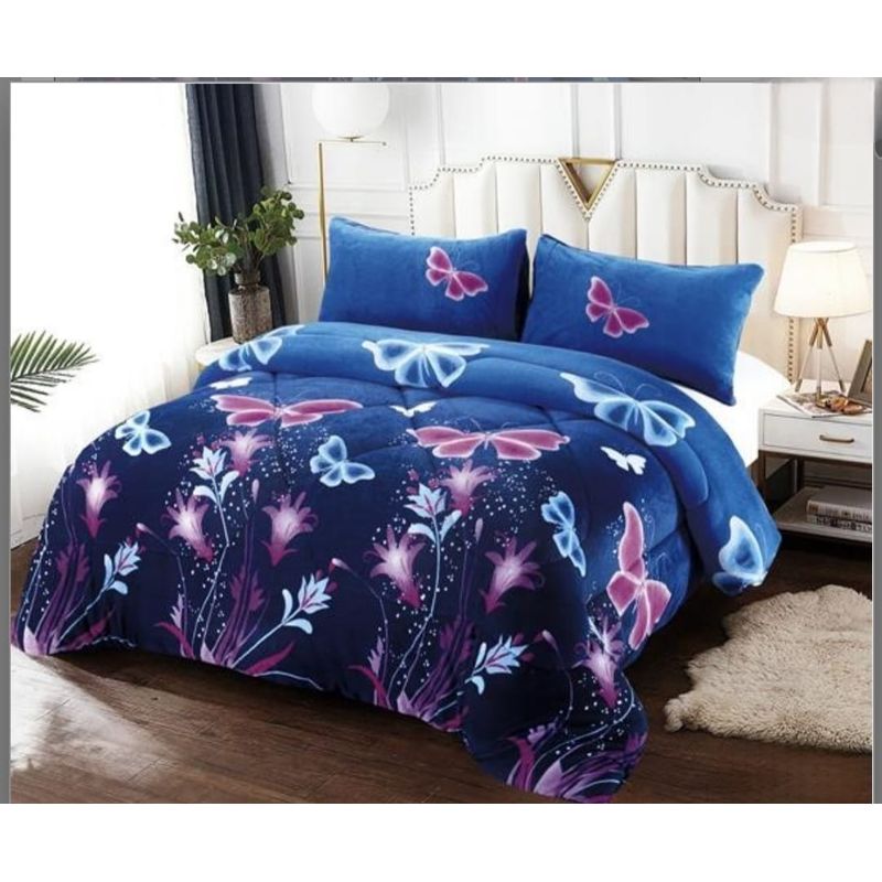 GENERICO - Cubrecama de Invierno Plush con Chiporro 2 plazas Azul  RS1026