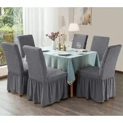 GENERICO - Set 6 Fundas Cubre Sillas Turcas Color GRIS OSCURO Algodón Turco 100%