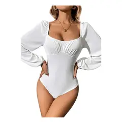 GARSIL - Body Elegante Con Manga Larga Y Ancha Para Mujer Tela Acanalada