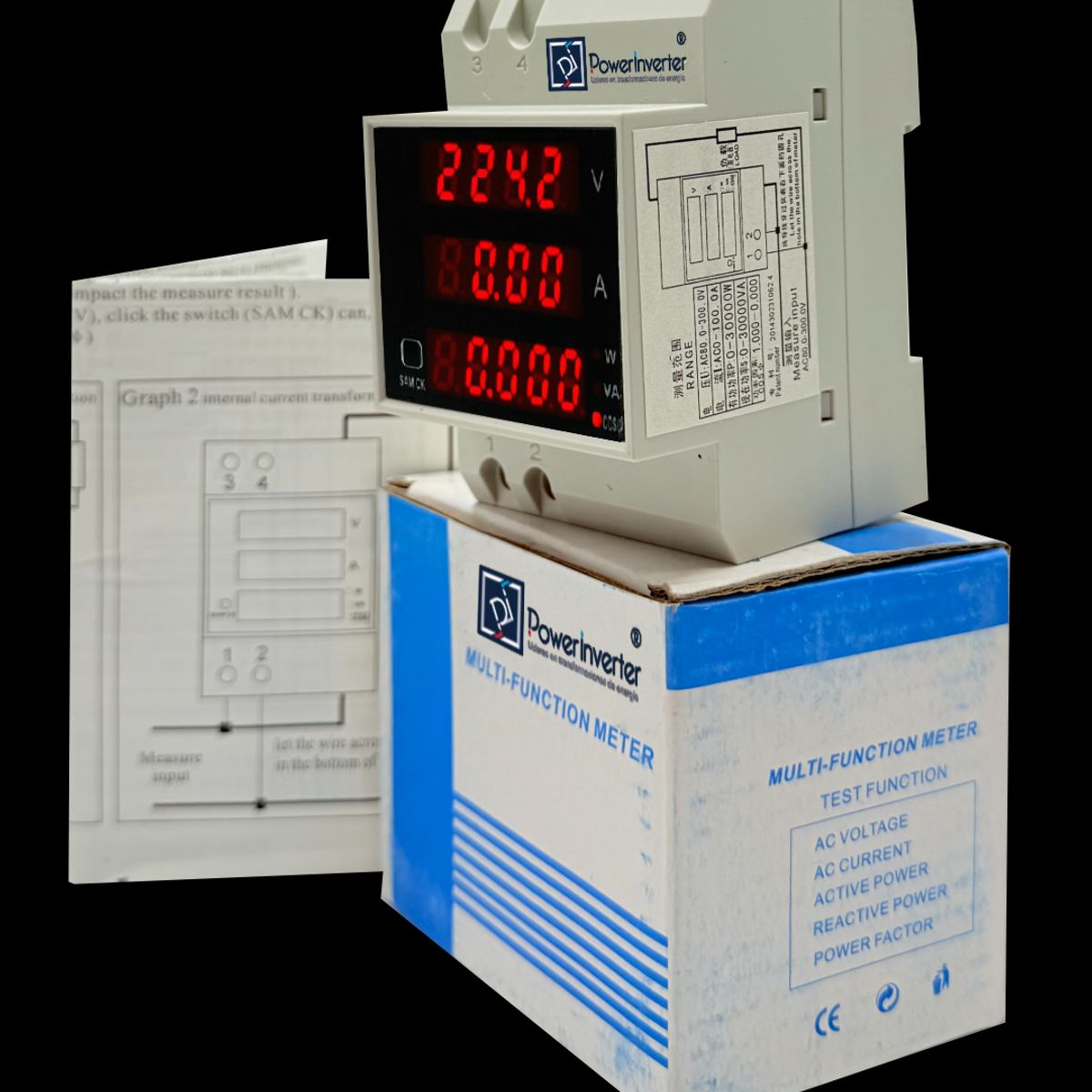 GENERICO - Medidor Ac Volt Ampere Watt Coseno Factorpotencia Va Rieldin