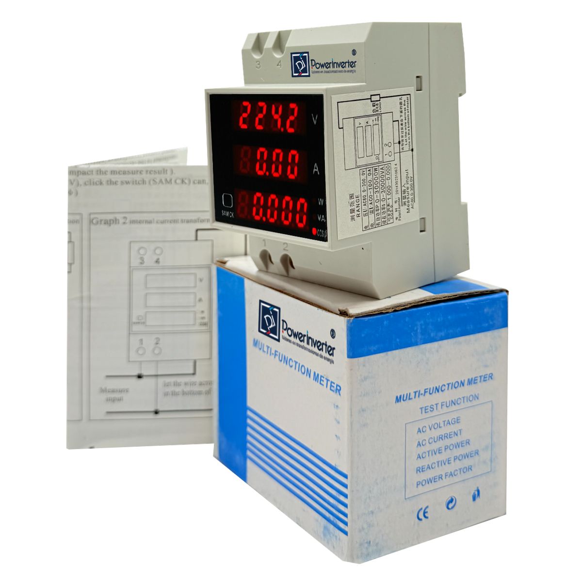 GENERICO - Medidor Ac Volt Ampere Watt Coseno Factorpotencia Va Rieldin