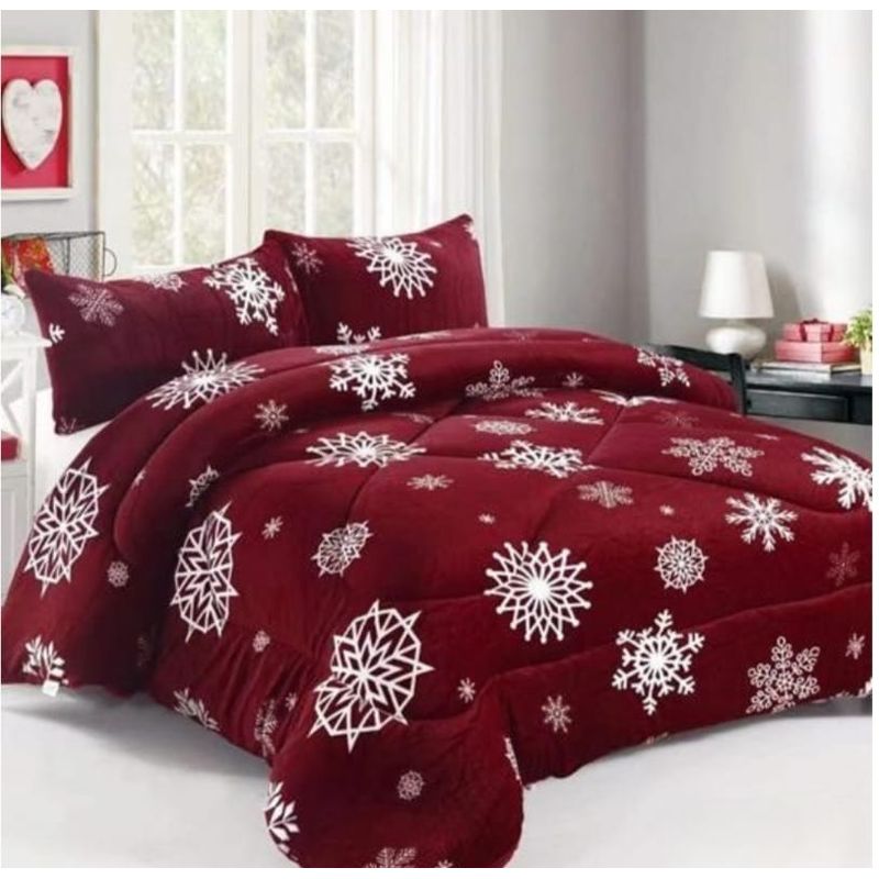 GENERICO - Cubrecama de Invierno Plush con Chiporro 2 plazas Burdeos RS1017