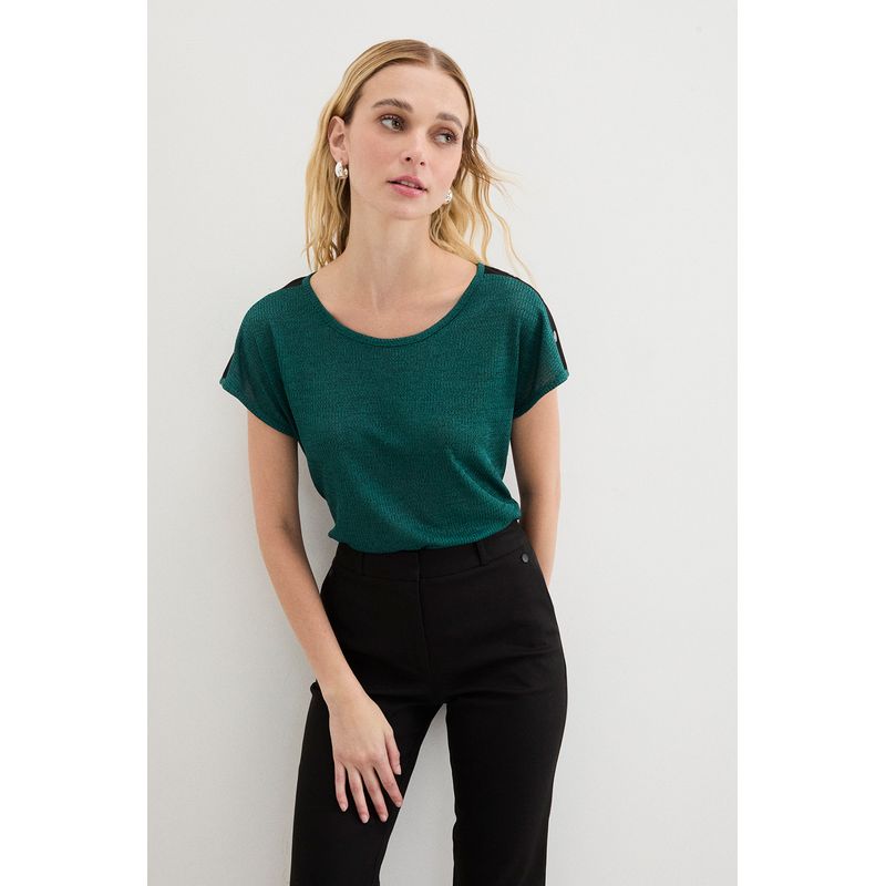 ASH - Polera Manga Corta Verde Musgo Mujer Ash
