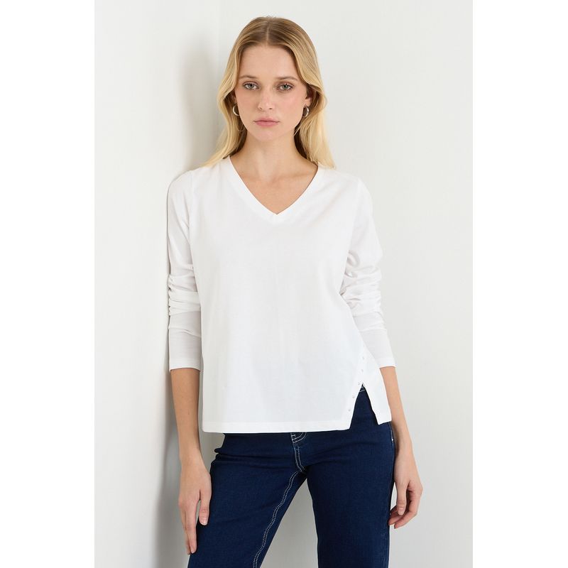 ASH - Polera Manga Larga Crudo Mujer Ash