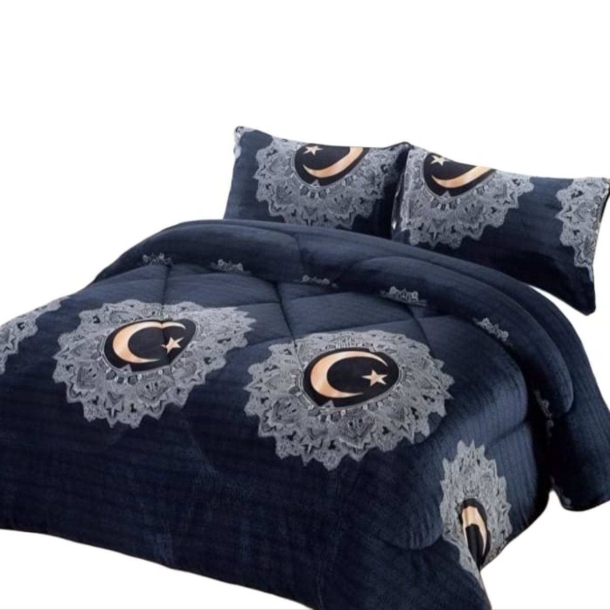 GENERICO - Cubrecama de Invierno Plush con Chiporro 2 plazas Negro RS1023