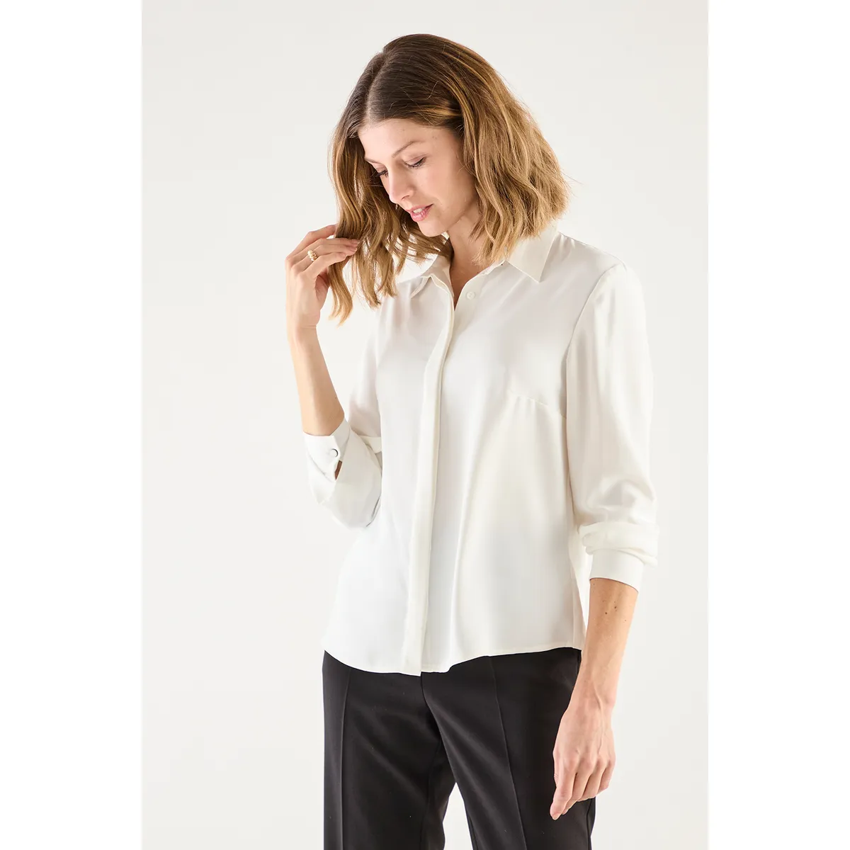 MA GRIFFE - Blusa Manga Larga Crudo Mujer Magriffe