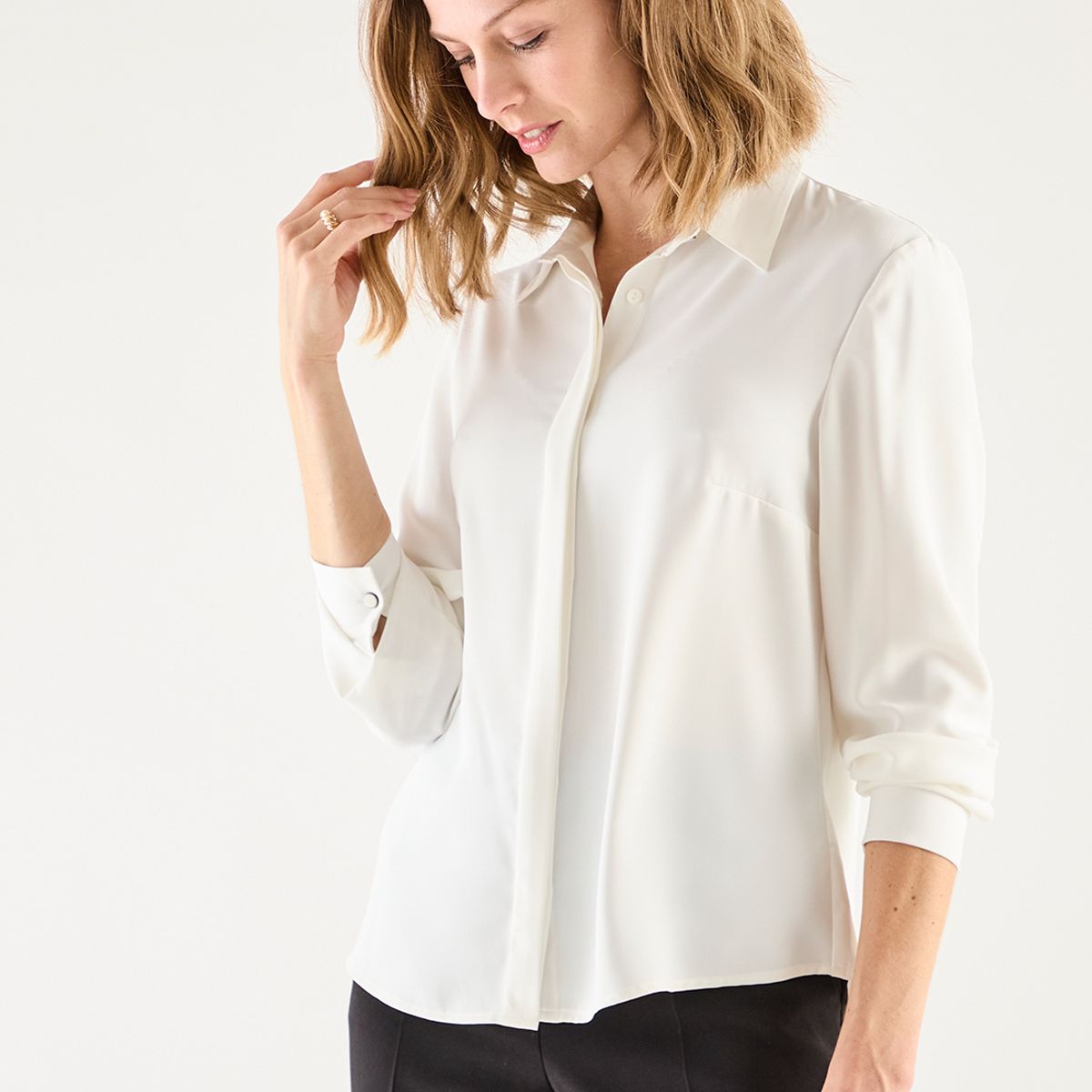 MA GRIFFE - Blusa Manga Larga Crudo Mujer Magriffe